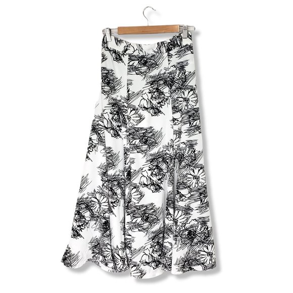 Vintage Berek Travelsmith White and Black Patterned Midi Skirt Size Small - Picture 1 of 7